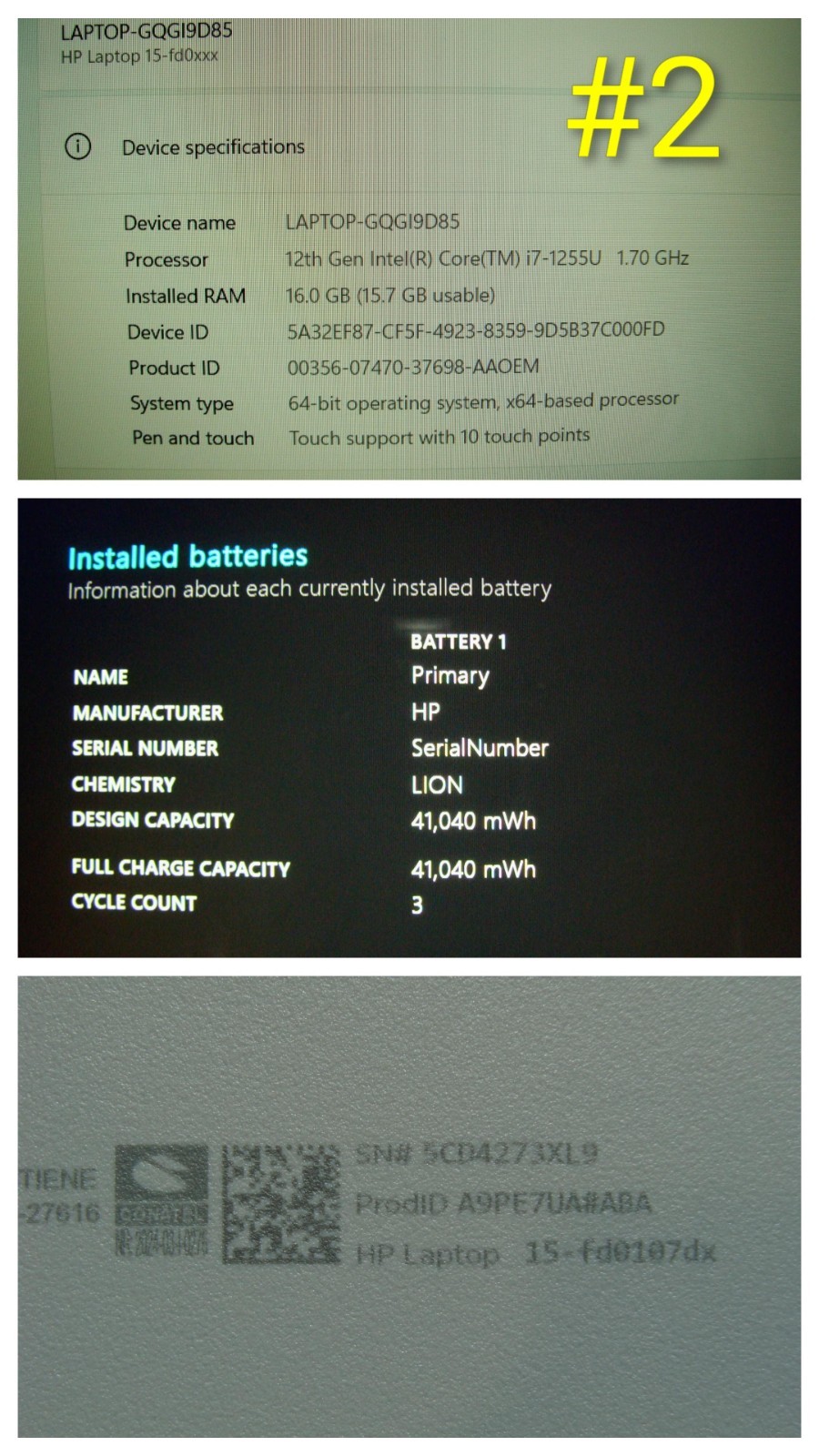HP 15-fd0107dx 15.6″FHD TOUCH i7-1255U 1.7GHz 16GB 512GB SSD Win 11Home 100tt