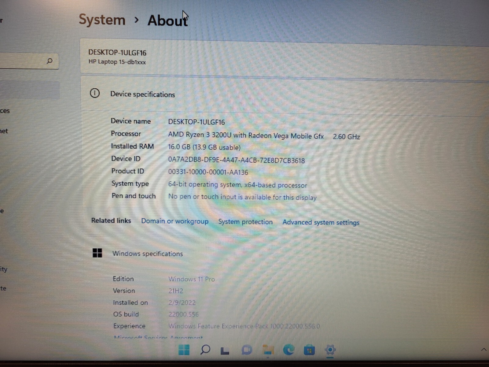 HP Laptop 15z-db100 Ryzen3 3200U 2.6GHz 16gb ram 256gb SSD charger CND9301Q30