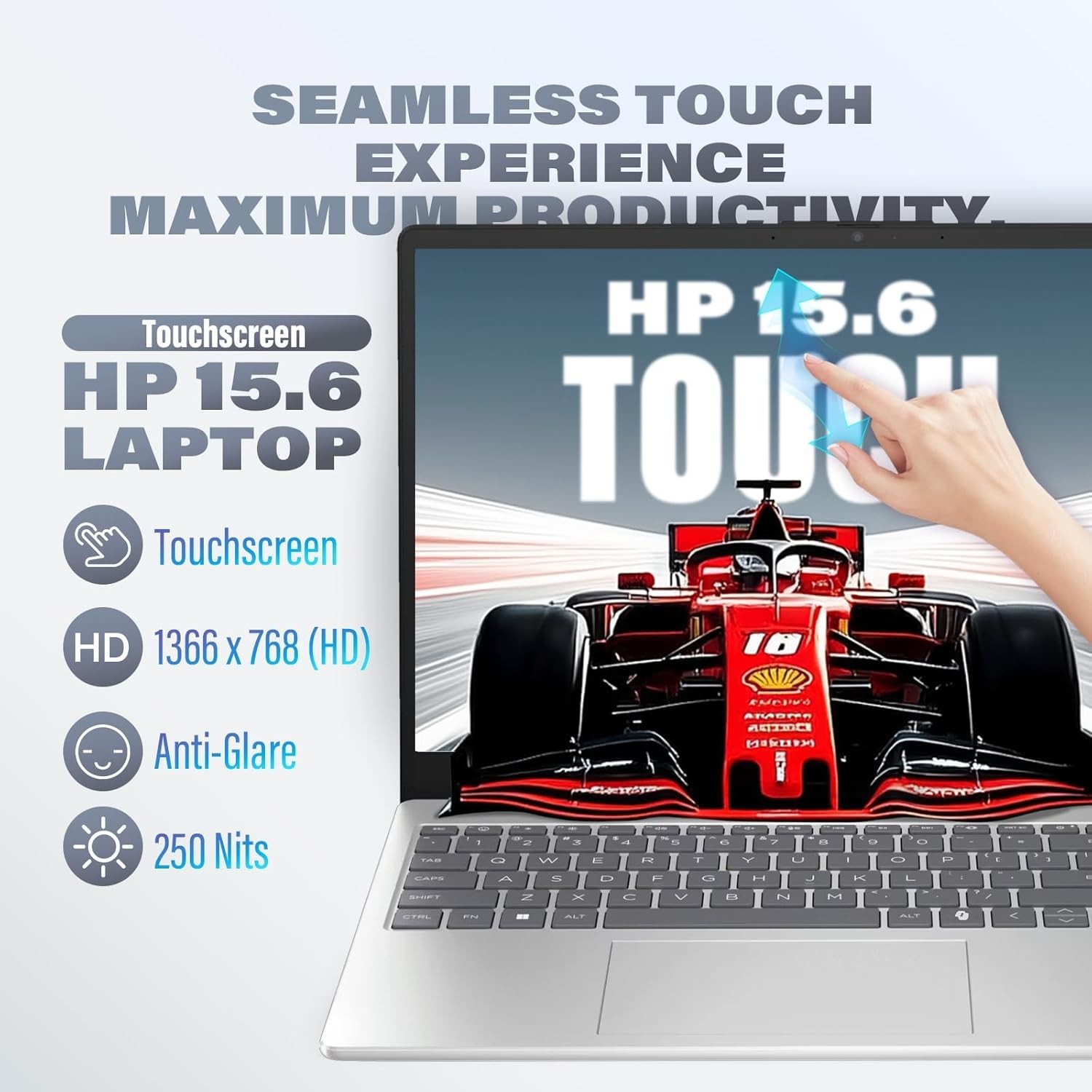 HP 15.6″ Touch Laptop, Intel Core i3, 16GB RAM + 512GB SSD, Windows 11 Pro