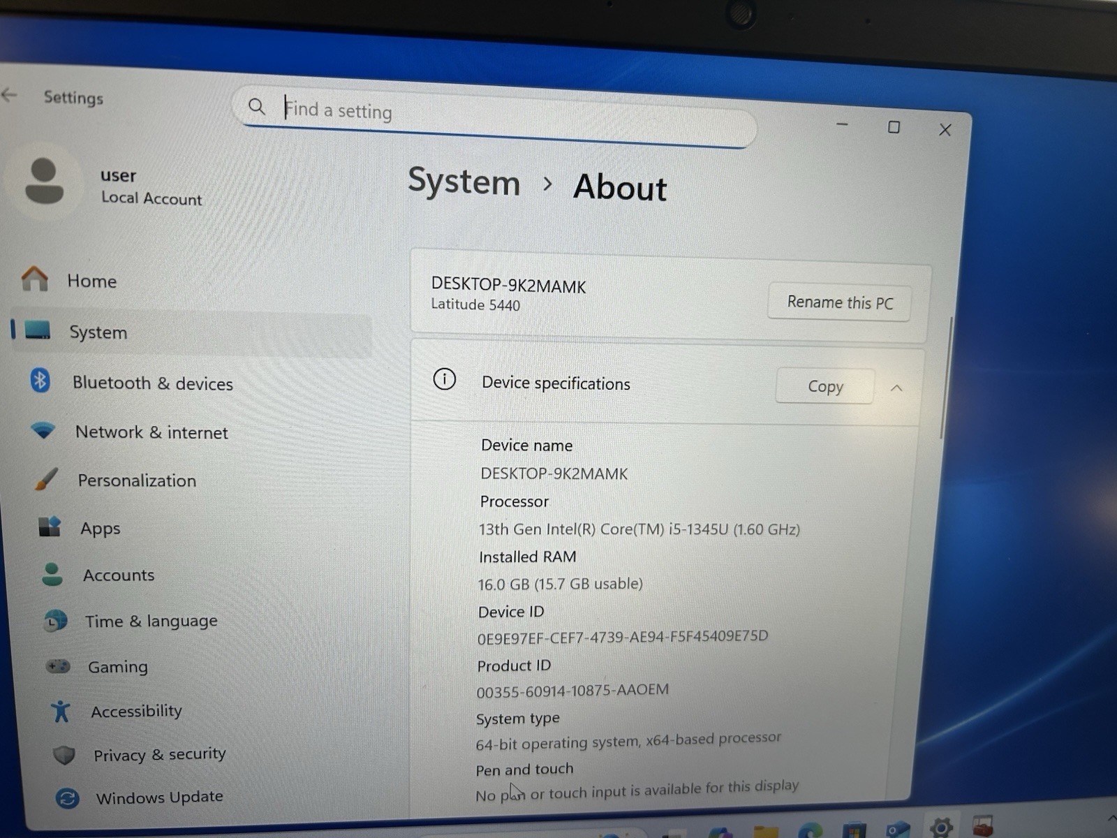 Dell Latitude 5440 14″ FHD Laptop i5-1345U 13th Gen 16GB RAM 512GB SSD Win 11Pro