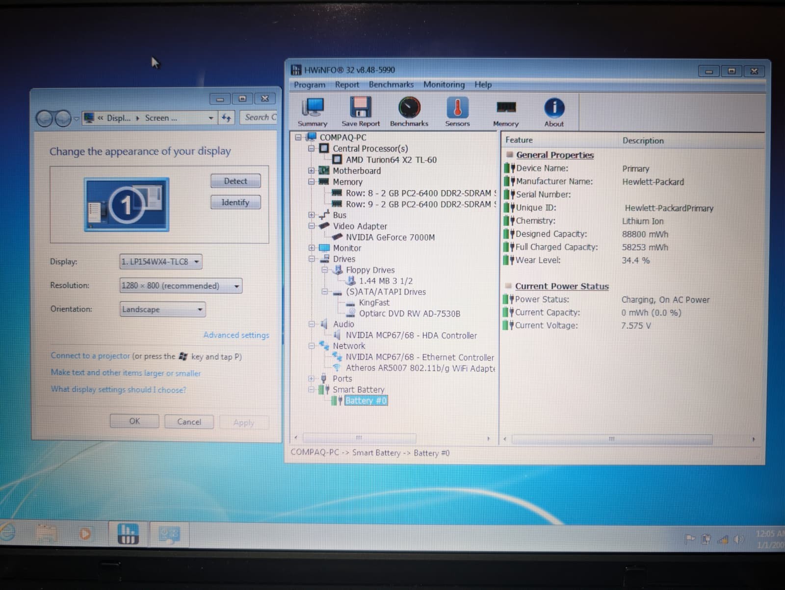 15″ HP Compaq Presario F700 | AMD X2 4GB RAM 128GB SSD | NVIDIA Win 7 Pro DVD+RW