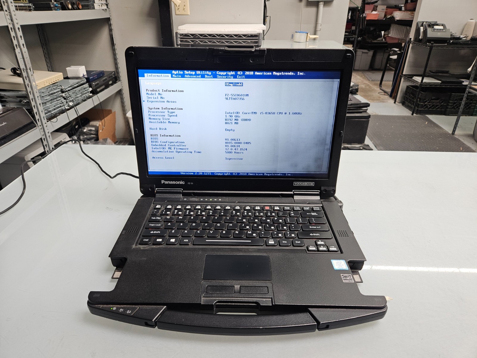 Panasonic Toughbook FZ-55 Intel Core i5-8365U 8GB RAM -BOOT TO BIOS AS IS
