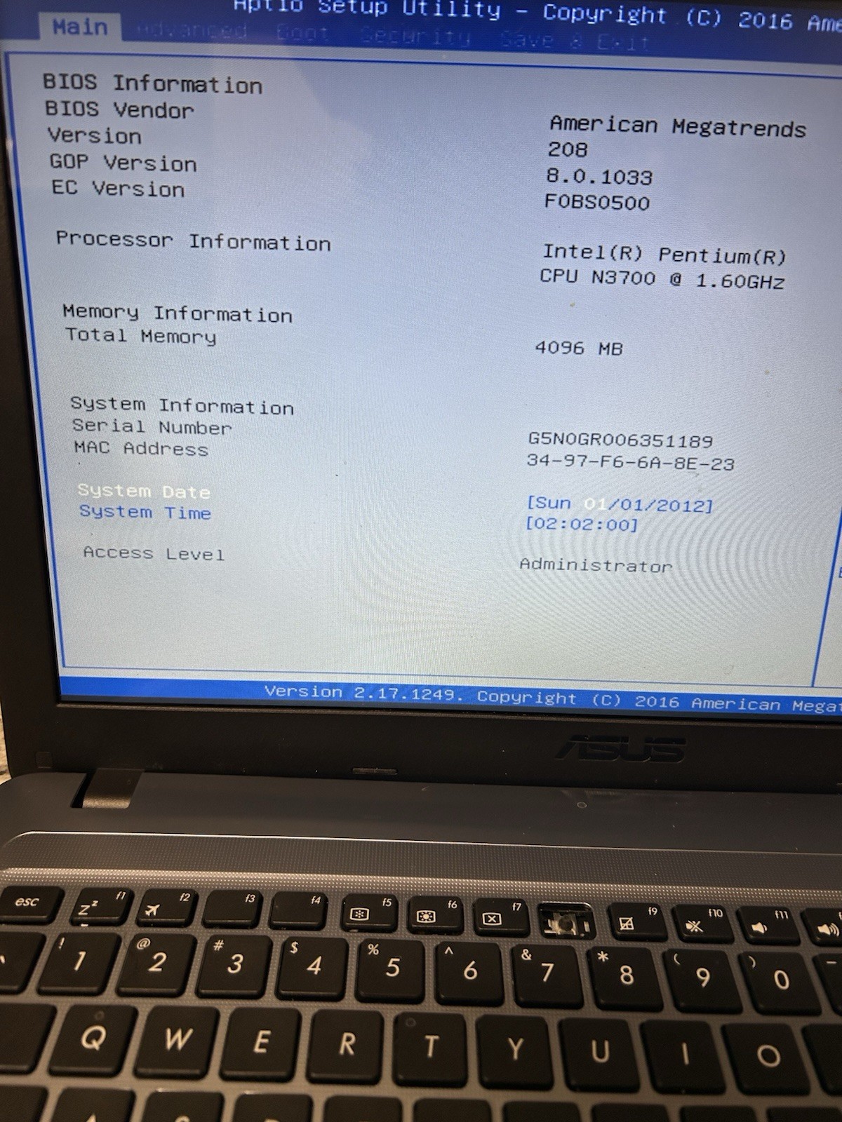 ASUS X540S Intel Pentium Laptop-Parts Repair Only! Case /Charger Included