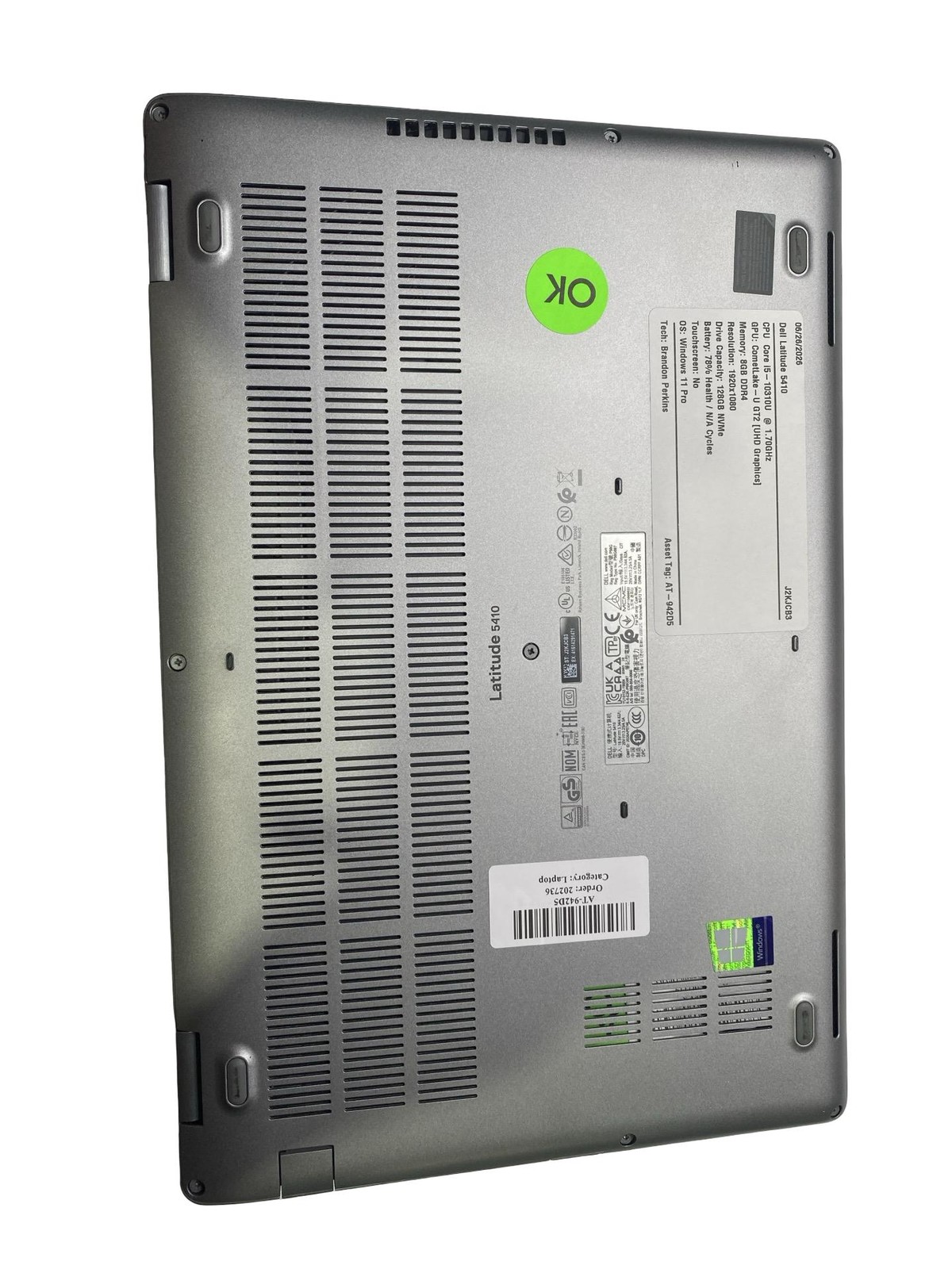 Dell Inc Latitude 5410 Core i5 1031U 8GB 128GB Win11Pro Grade C Battery Inc