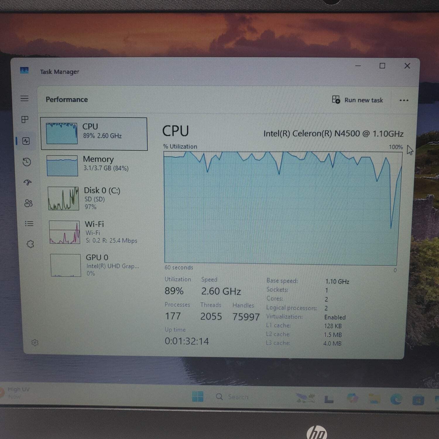 HP Laptop 14-DQ3000DX 14″ Celeron N4500 1.1GHz 4GB RAM 64GB SSD