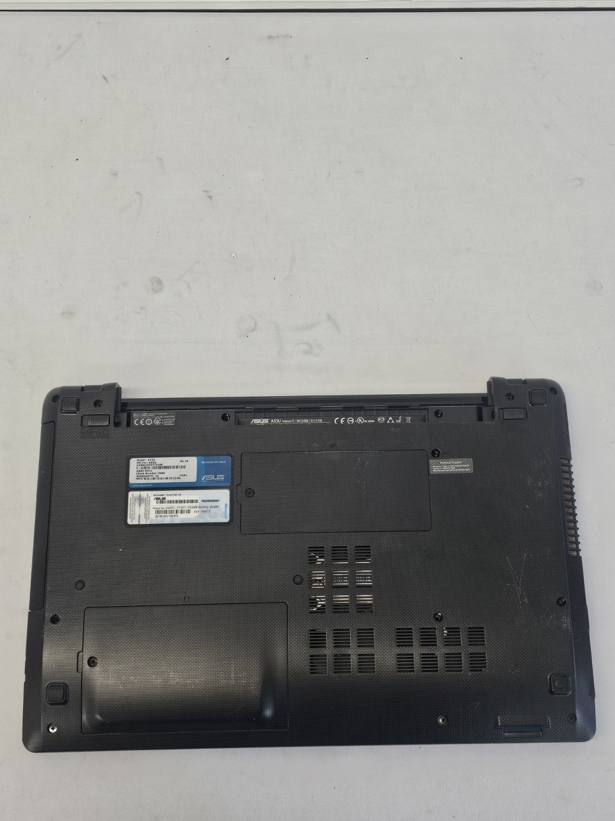 ASUS A53U Laptop – AMD Brazus C60 – 6GB RAM – 500GB HDD – NO BATT – Windows 10