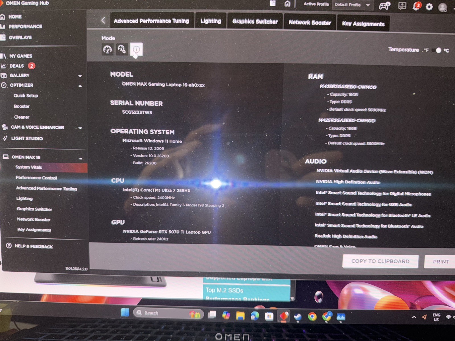 HP OMEN MAX 16 , RTX 5070Ti