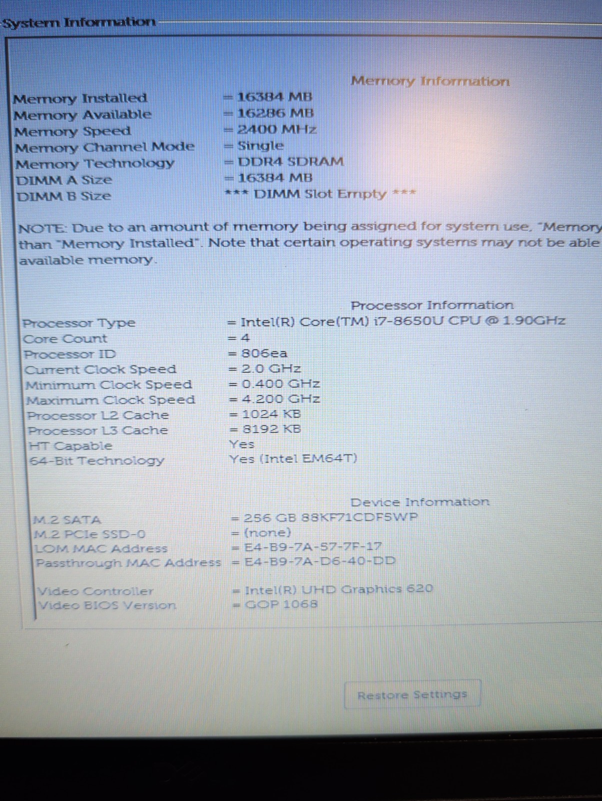 Dell Latitude 7490 I7-8650U Laptop 16gb Ram 256gb Ssd