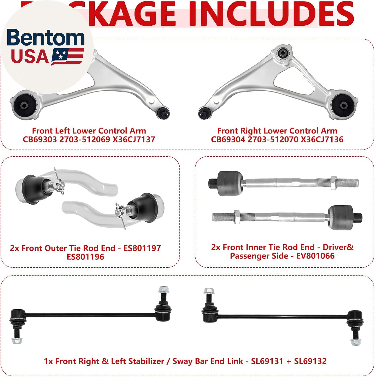 Front Lower Control Arms Suspension Kit for 2014-2018 Nissan Altima, 2013 Nissan