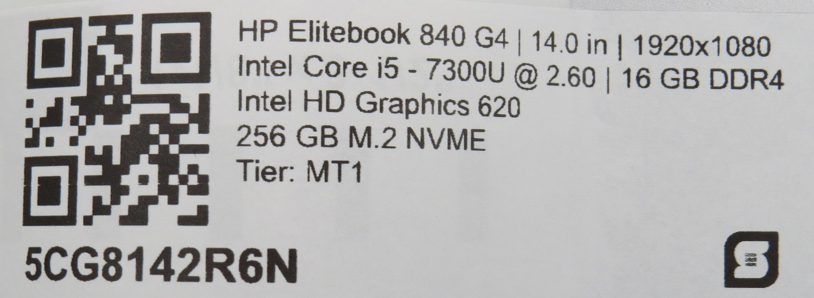 HP Elitebook 840 G4 | i5-7300U @ 2.6GHz | 16GB DDR4 | 256GB m2 | No OS/AC