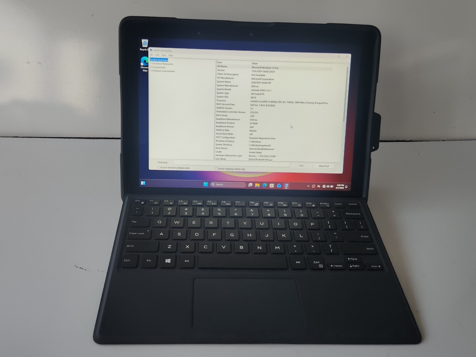 TOUCH Dell Latitude 5290 2in1 i5-8250U 8GB 128GB SSD 1920×1080 Win 11 Pro 12,5″