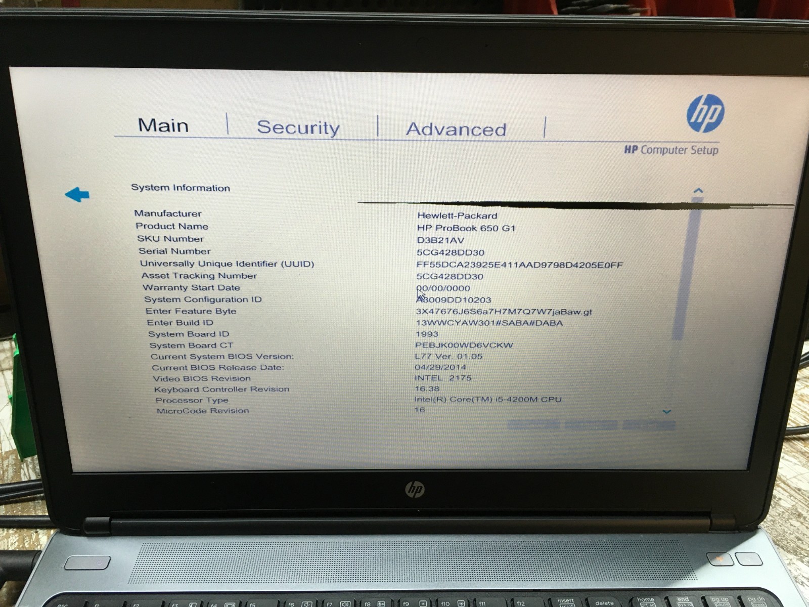 HP ProBook 650 G1 Intel i5-4200M 2.5GHz 4 GB NO HDD – READ