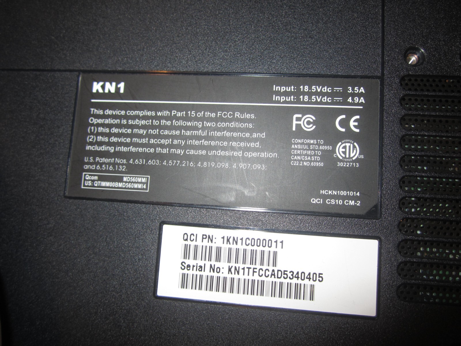 QCI QCOM CS10 KN1 Laptop 2GBRAM NoHD Boots to BIOS SCREEN INTACT NoCORD – PARTS