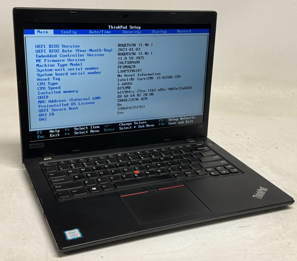 Lenovo ThinkPad L480 14″ (i5-8250u 1.60GHz – 8GB RAM – 128GB SSD – Win11Home)