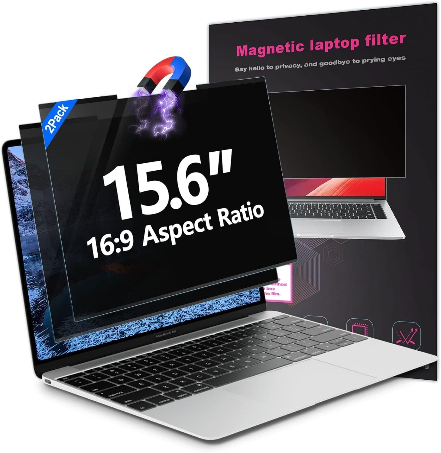15.6 Inch Laptop Privacy Screen 16:9 Aspect Ratio, Removable Anti-Blue/Glare Fil