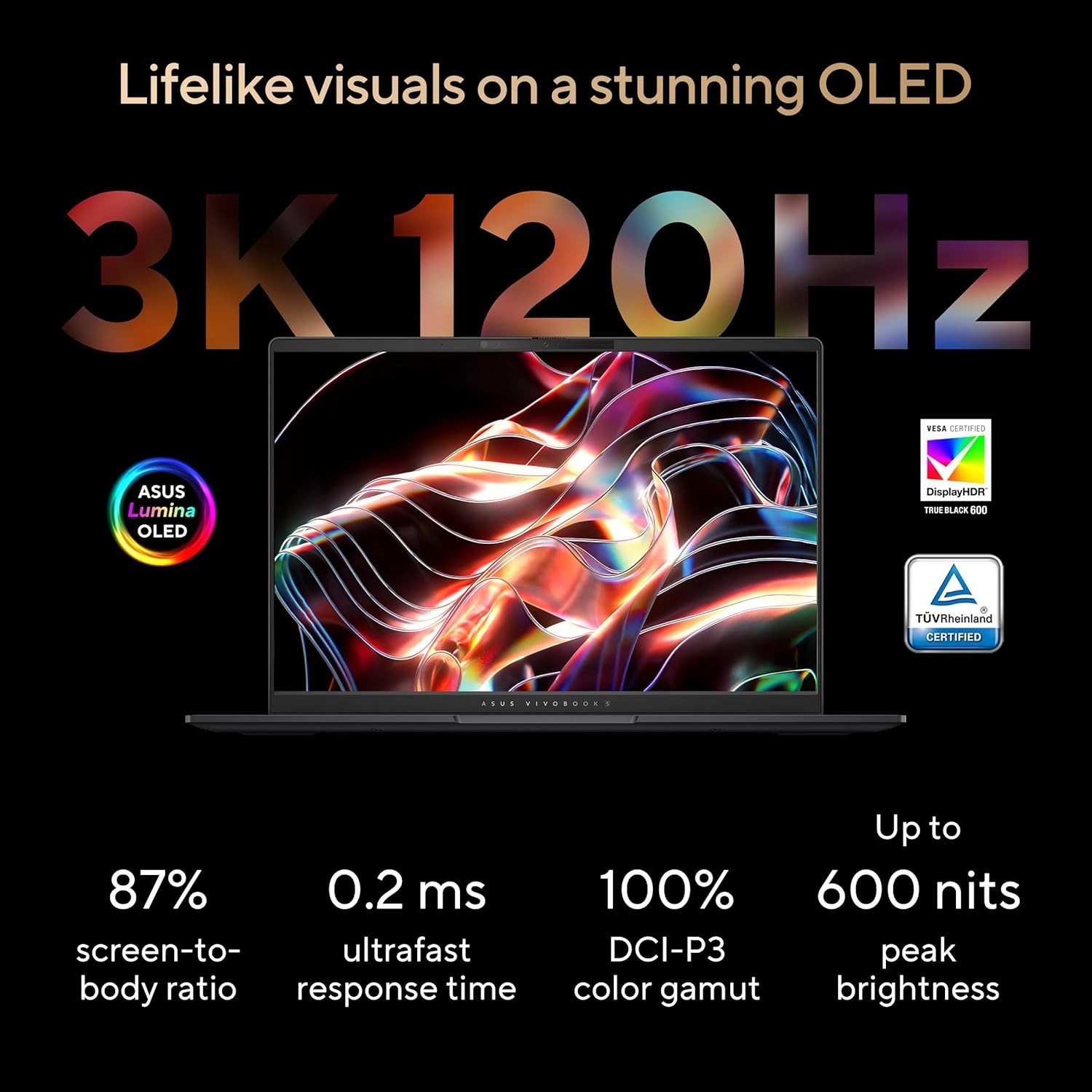 New Asus VivoBook S14 14″ 3K OLED 120Hz Ryzen AI 9 365 24GB 1TB SSD IR Cam Win11
