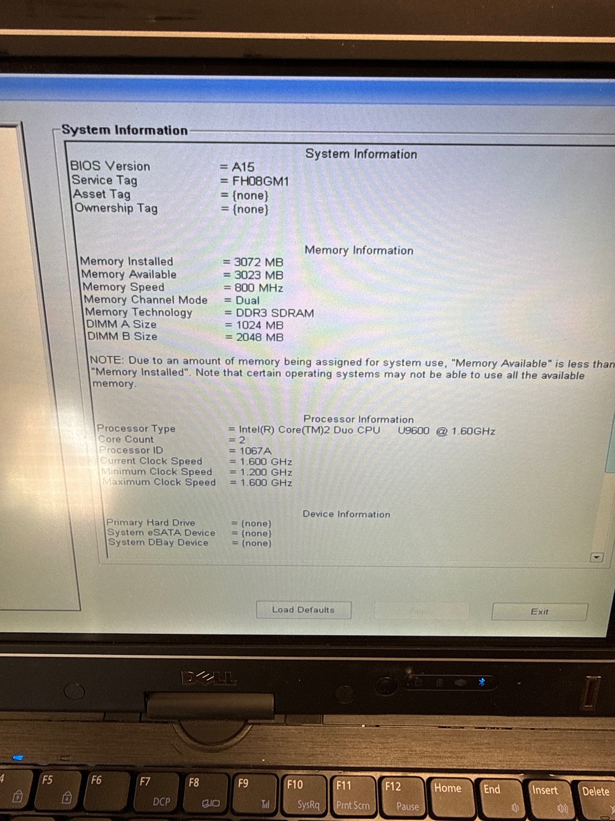 Dell Latitude XT2 Core 2 Duo U9600 1.6GHz 3 GB No Drive 12.1″ FOR PARTS/REPAIR
