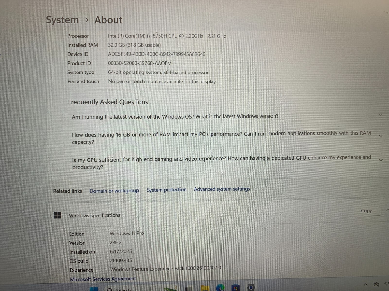 Dell Precision 7530 Laptop Intel i7-8750H 2.2GHz 32GB RAM 256GB NVIDIA P1000