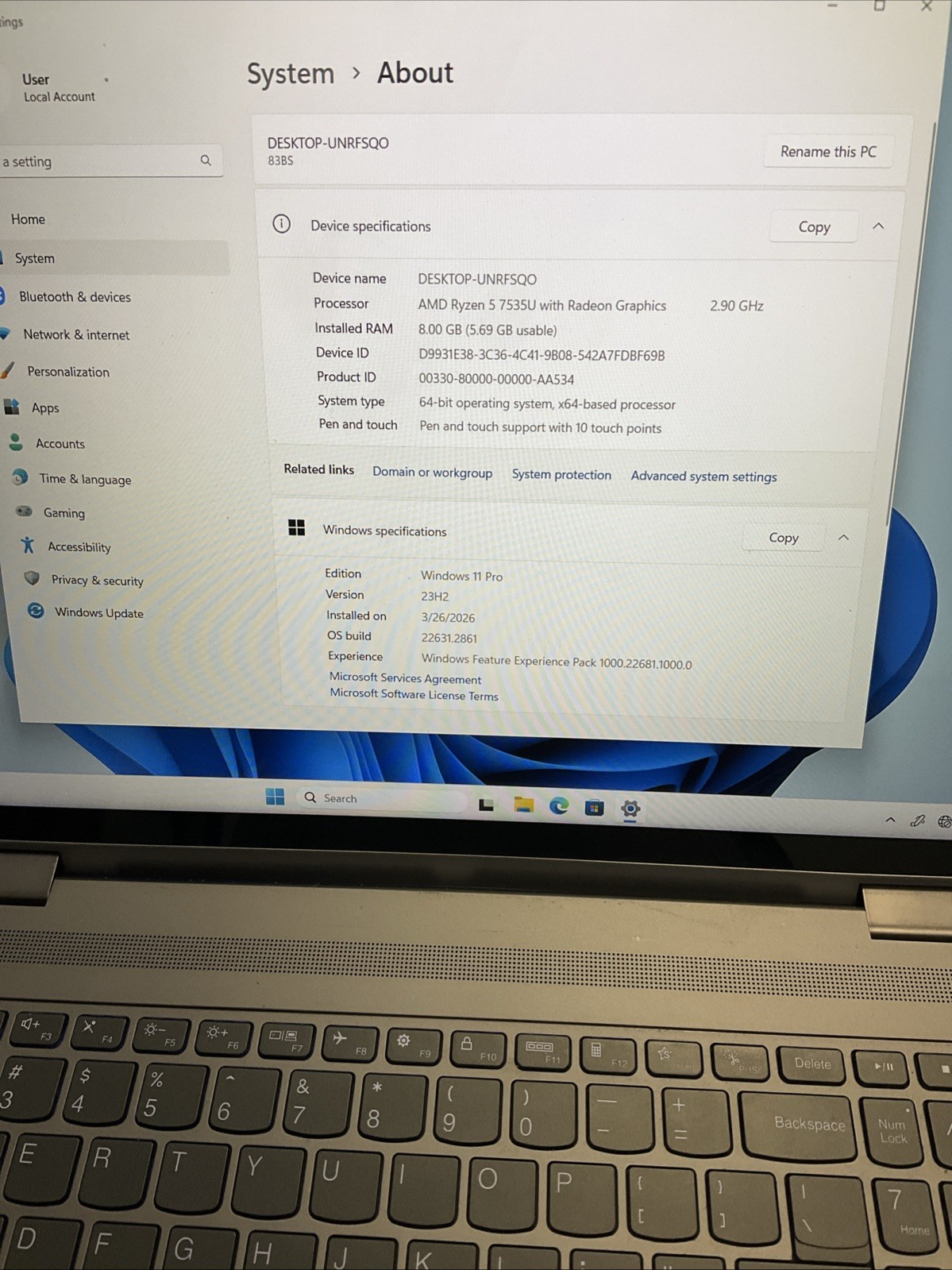 Lenovo Yoga 7 16ARP8 16″ (512GB SSD, AMD Ryzen 5 7535U, 8GB RAM) E246