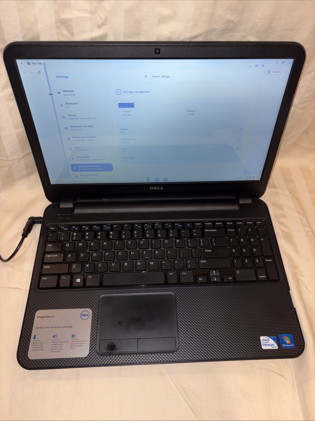 Dell Inspiron 15-3521 / Intel Pentium 2117U @ 180GHz 4GB RAM, 2 GB, Chrome OS