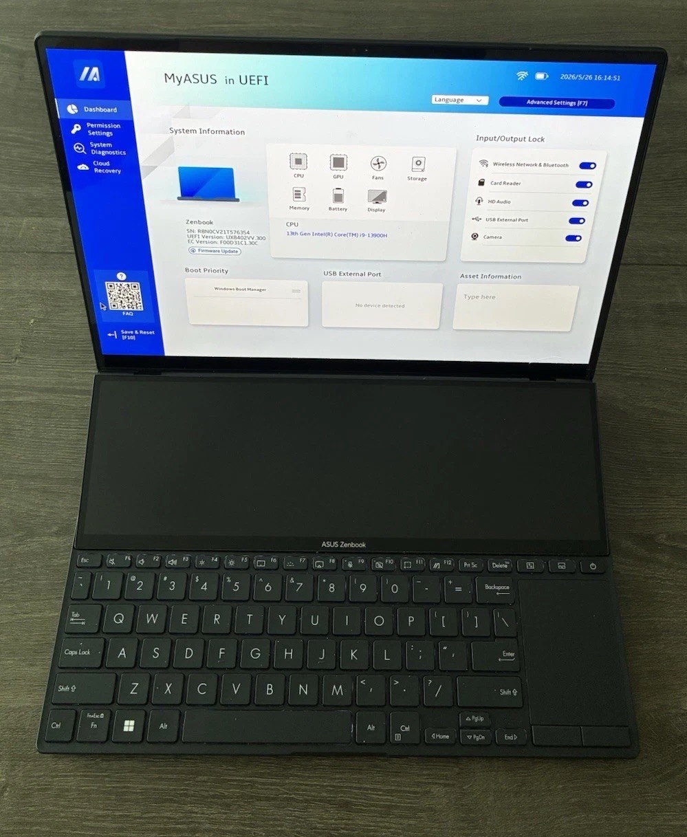 Asus Zenbook Pro 14 Duo QHD+ TOUCH 2.6 GHz i9-13900H 8GB/ No SSD/ RTX 4060, Read