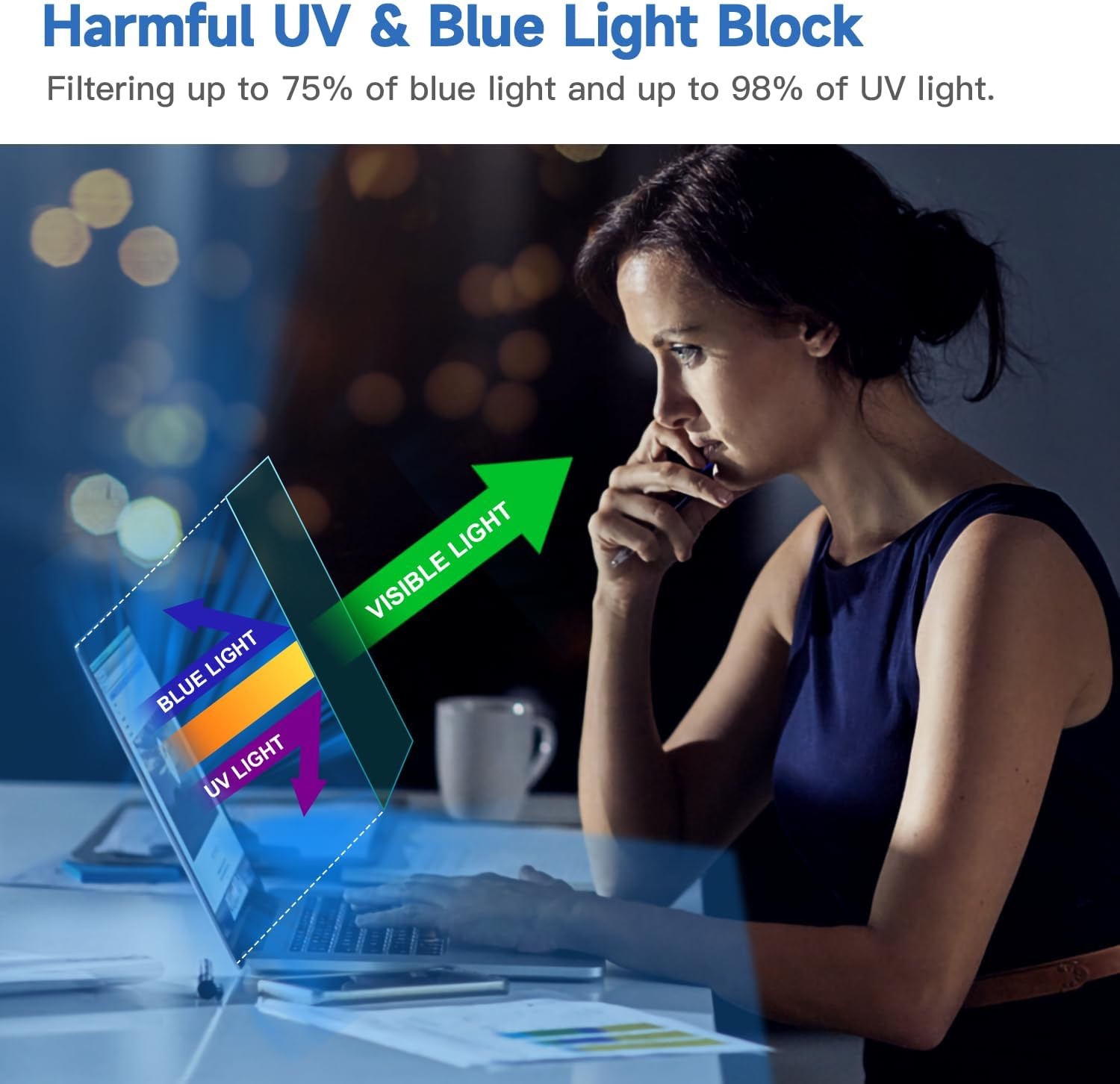 14 Inch (1920x1200P) Laptop Blue Light Screen Protector, Reduce Eye Strain