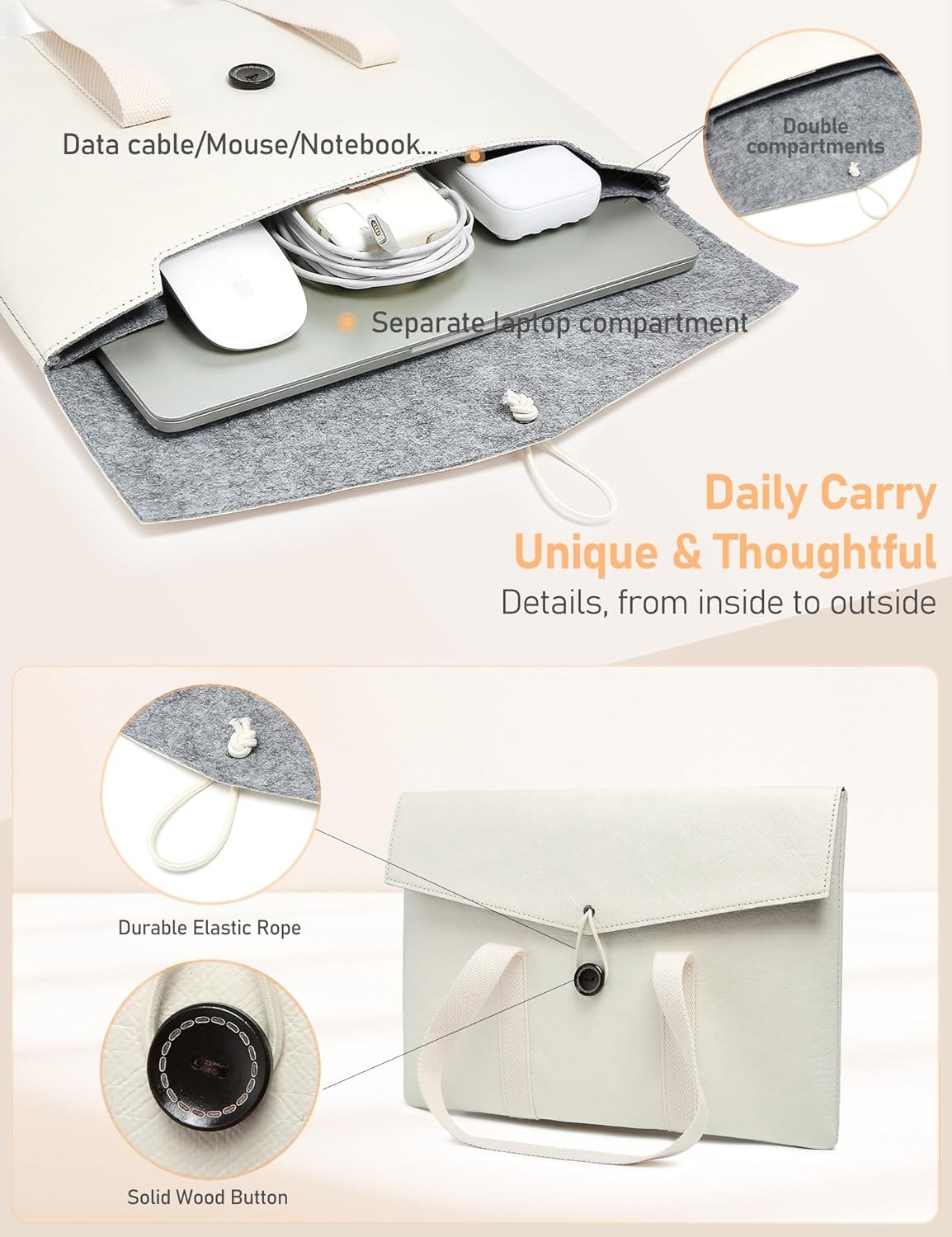 13 Inch Tyvek Slim Laptop Sleeve for 13.3 Inch MacBook Pro, ASUS Vivobook, Dell