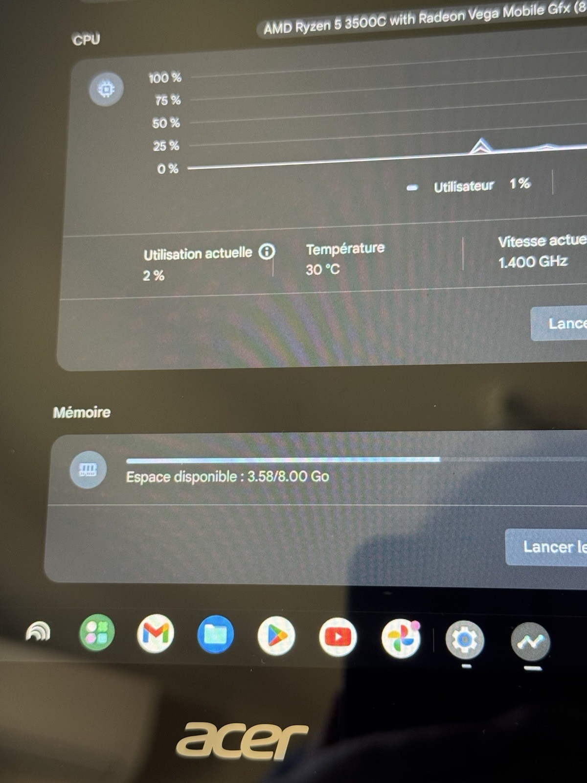 Acer Chromebook CP514-1H AMD Ryzen 5 3500C 8GB RAM 14″ Chrome OS Silver