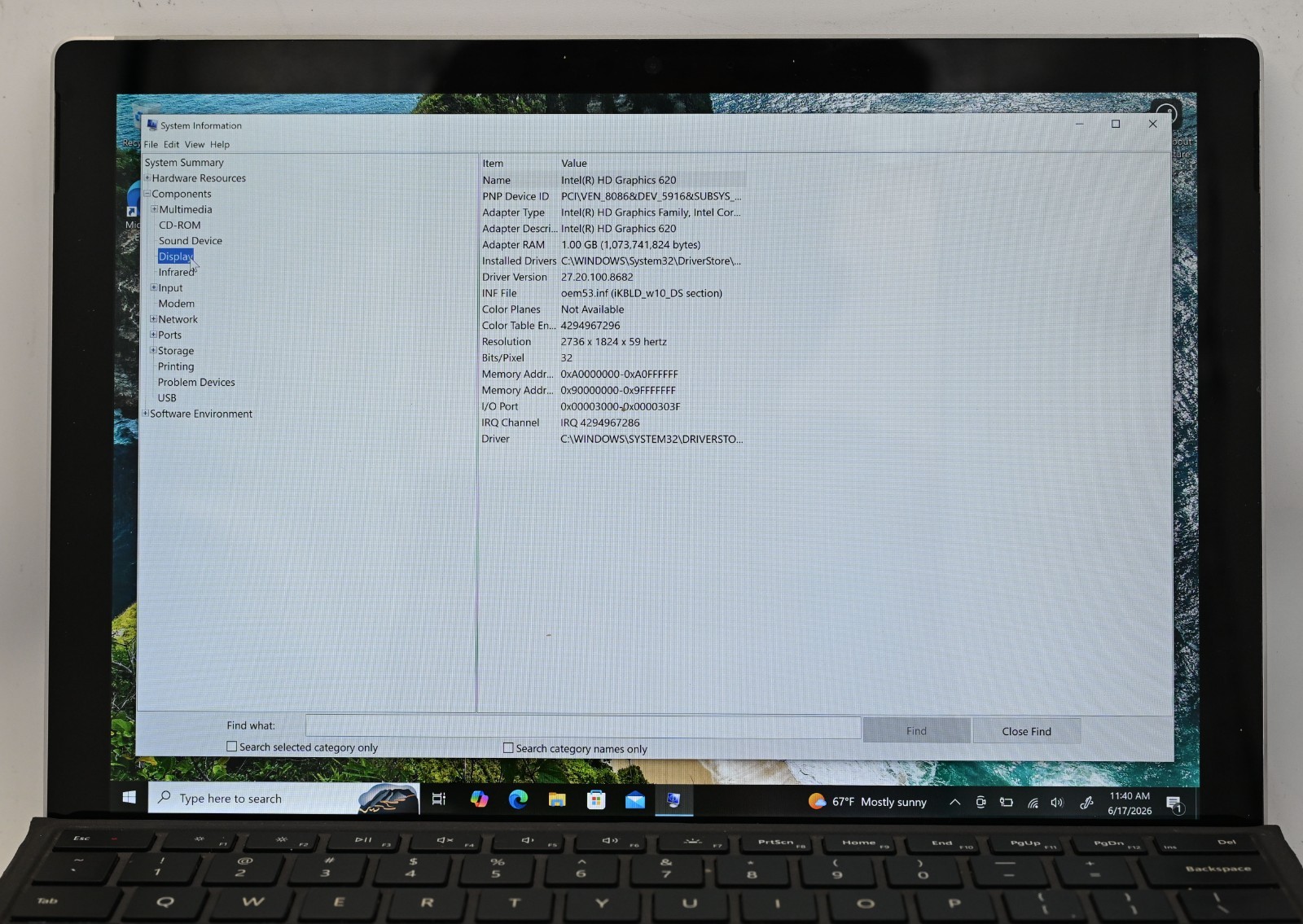 Microsoft Surface Pro 5 1796 i5-7300 2.6GHz 8GB RAM 256GB SSD Windows 10