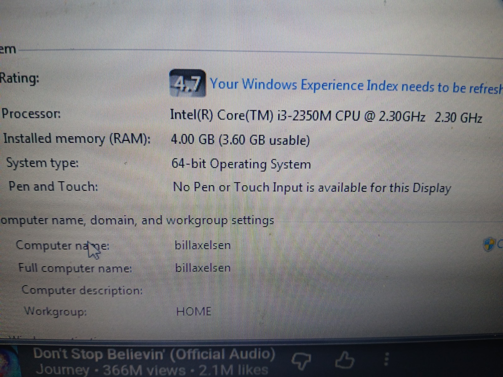 15.6″ Lenovo Laptop Windows 7 Intel Core i3-2350M CPU@2.30Ghz 4.00GB
