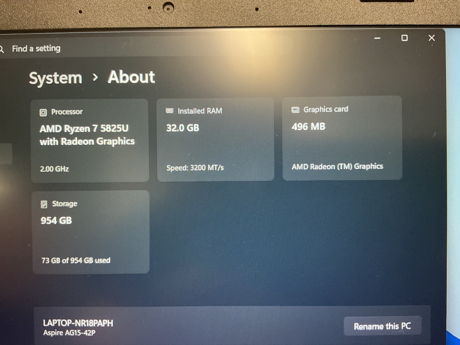 Acer Aspire Go 15 15.6″ AMD Ryzen 7 5825U 32GB DDR4 1TB SSD Win 11H