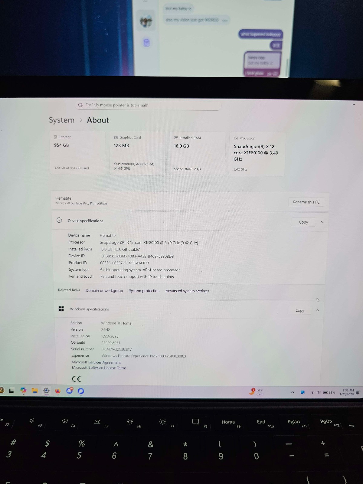 Microsoft Surface Pro 11 13″ Snapdragon X Elite 3.42 GHz 16GB 1TB SSD Excellent