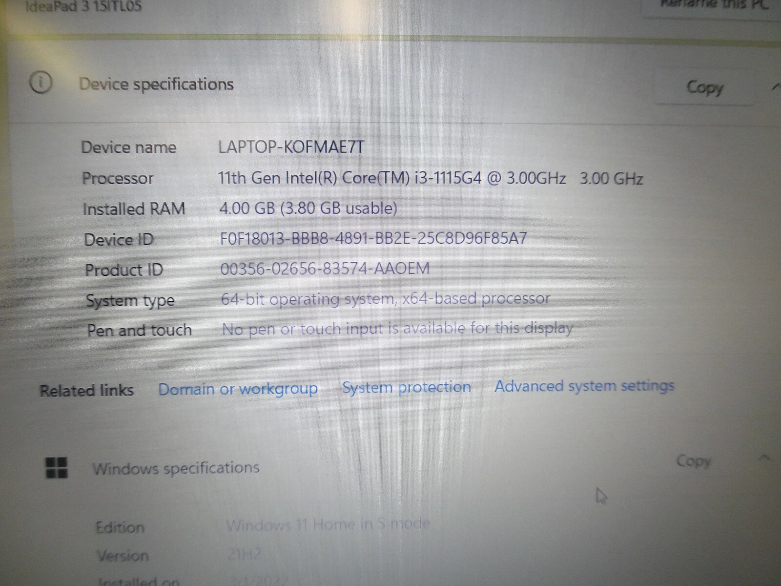Lenovo IdeaPad 3 15.6″ (128GB SSD,Core i3 4GB RAM) Laptop Abyss Blue