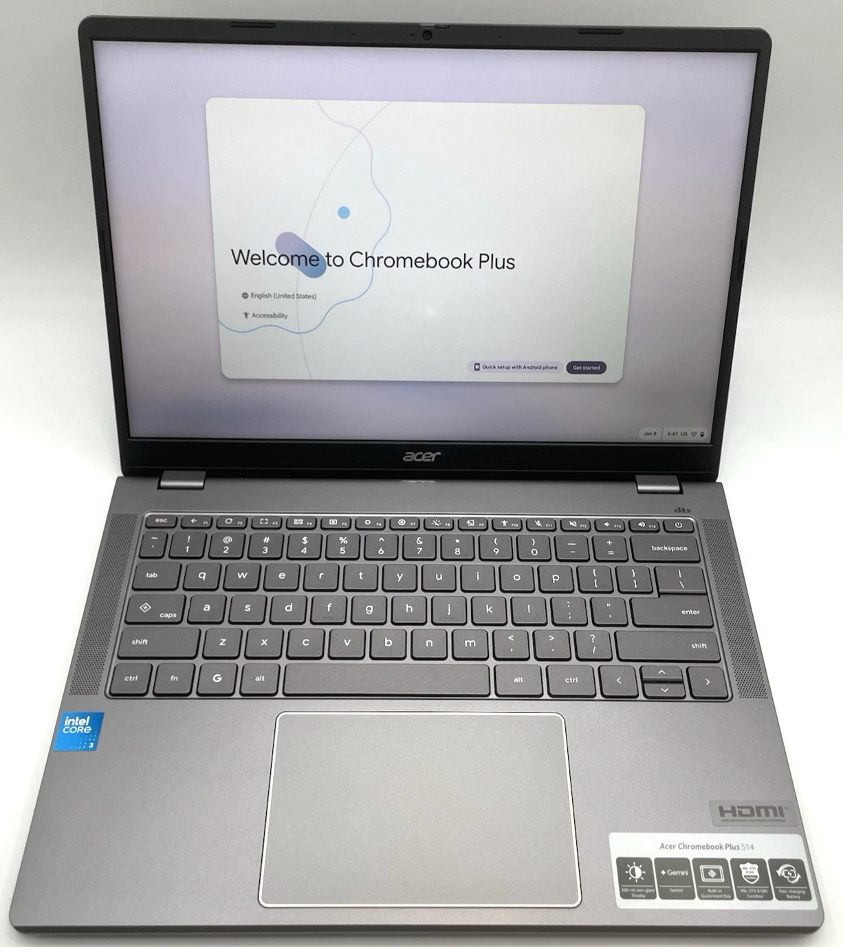 Acer Chromebook Plus 514 14″ Touch Core 3 N355 8GB 512GB SSD Gray-USED