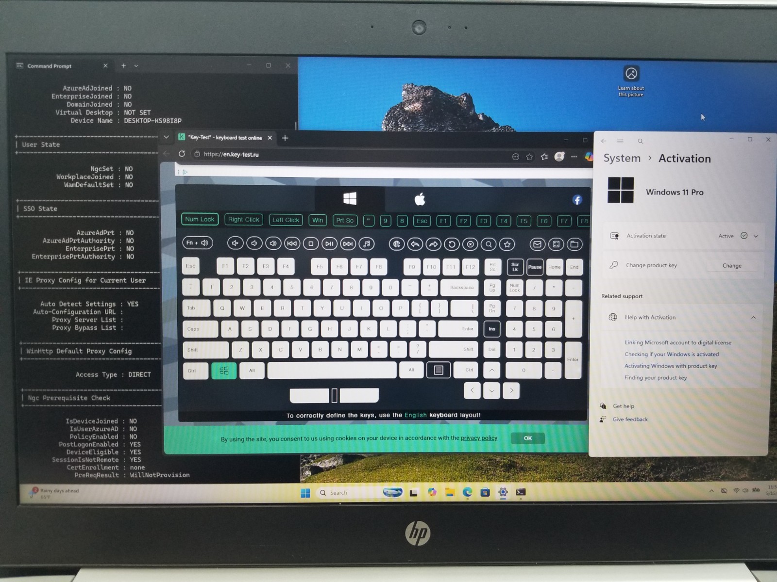 HP ProBook 450 G5 15.6″ FHD i5-8250U 1.6GHz 8GB RAM 256GB NVMe Win 11 Pro NO AC