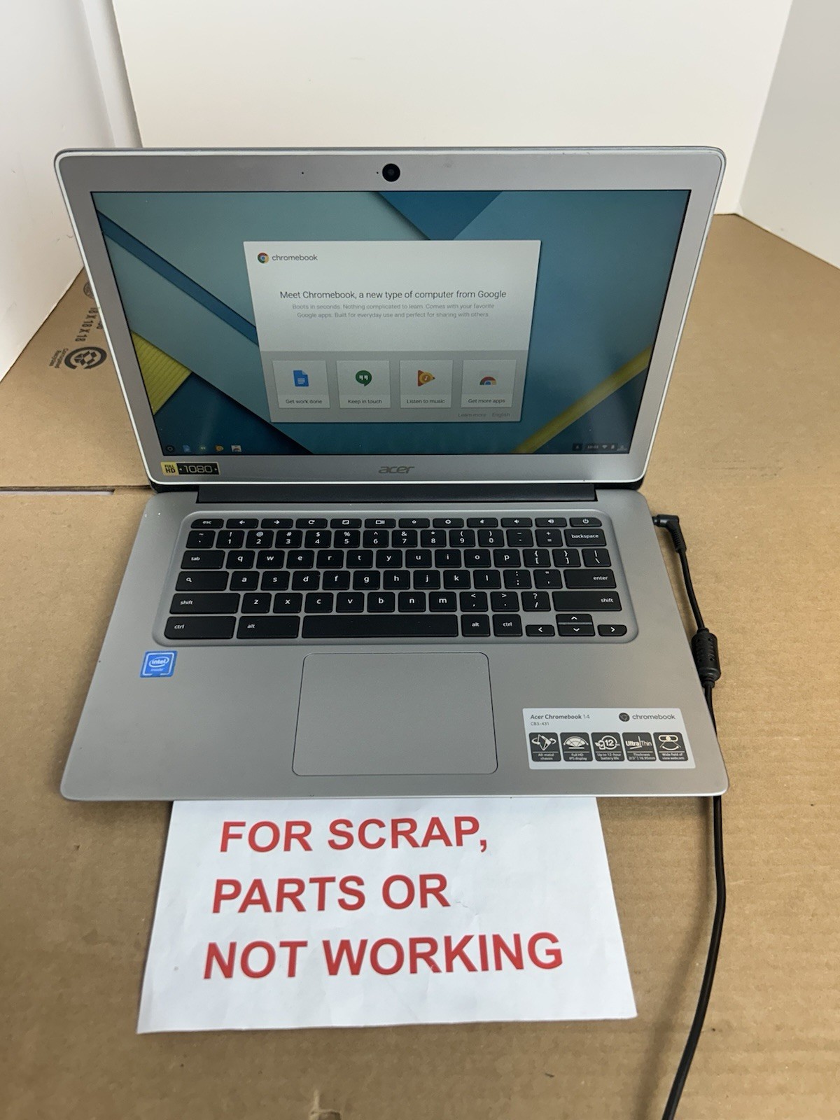Acer Chromebook 14 Cb3-431 2017 Working w/ **BAD BATTERY / PARTS or Repair