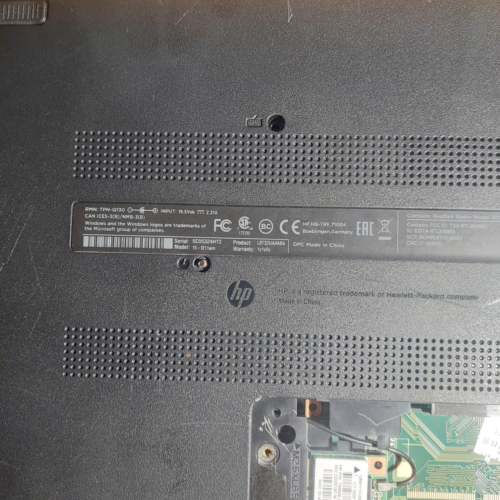 HP 15-f211wm 15.6″ Intel Celeron N2840 – No Batt/HDD/Cord/Wear For Parts