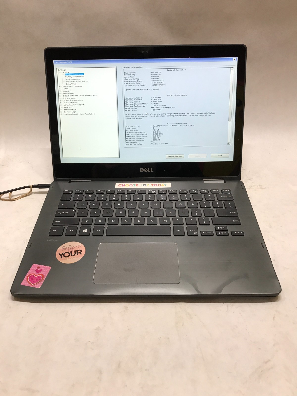 Dell Latitude 3379 13″ Intel Core i3 NO RAM NO HDD/OS For Parts BAD HINGES! – DW