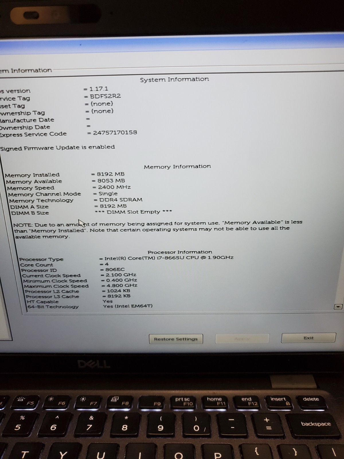 Dell Latitude 5400 14″ Laptop i7-8665U 1.9GHZ 8GB 256GB SSD Win11 #69