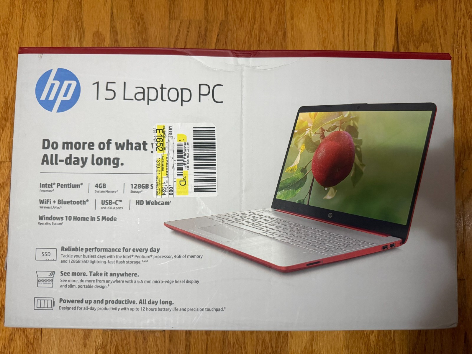 HP 15-DW0083WM 15.6” Intel Pentium Silver N5030 4GB RAM 128GB SSD SCARLET RED