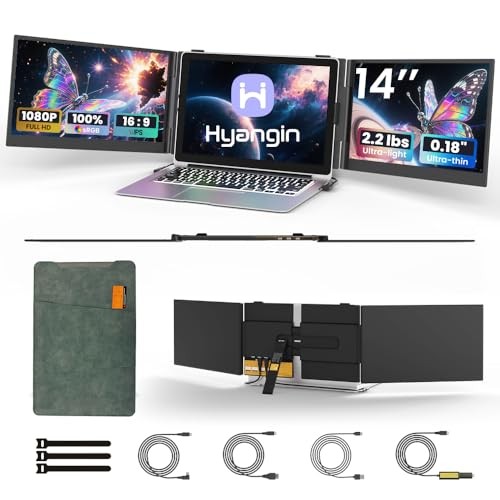Triple Laptop Screen Extender 14-inch, 2026 Upgraded Ultra-Slim Triple Screen