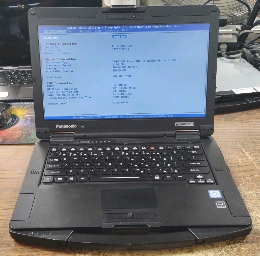 Panasonic ToughBook FZ-55 W/ i5-8365U, 256GB SSD, 16GB RAM. NON TOUCH