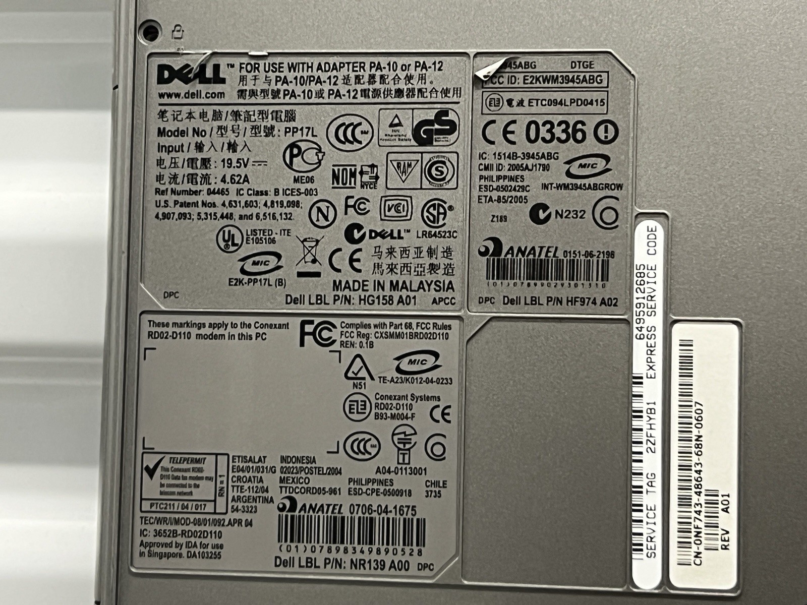 Dell D520 /1.66Ghz/1GB Ram/Windows XP Laptop/40GB HDD WIFI /DVD/CD rs232 Serial