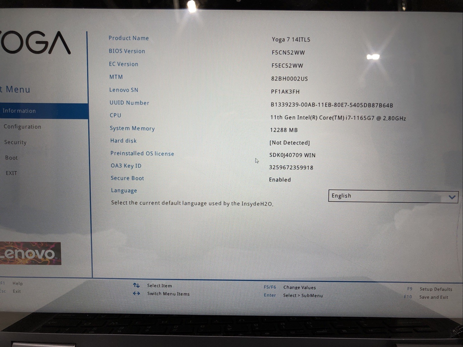 Lenovo Yoga 7-14ITL5, Intel Core i7-1165G7 @2.80Ghz, 12GB RAM, NO SSD/OS, PARTS