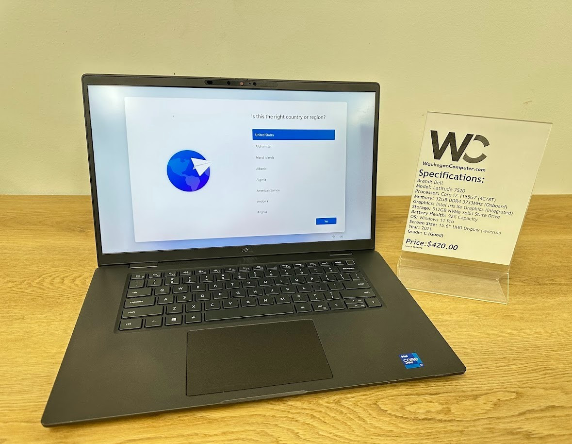 Dell Latitude 7520, Core i7 1185G7, 32GB, Iris Xe Graphics, 512GB SSD, 2021