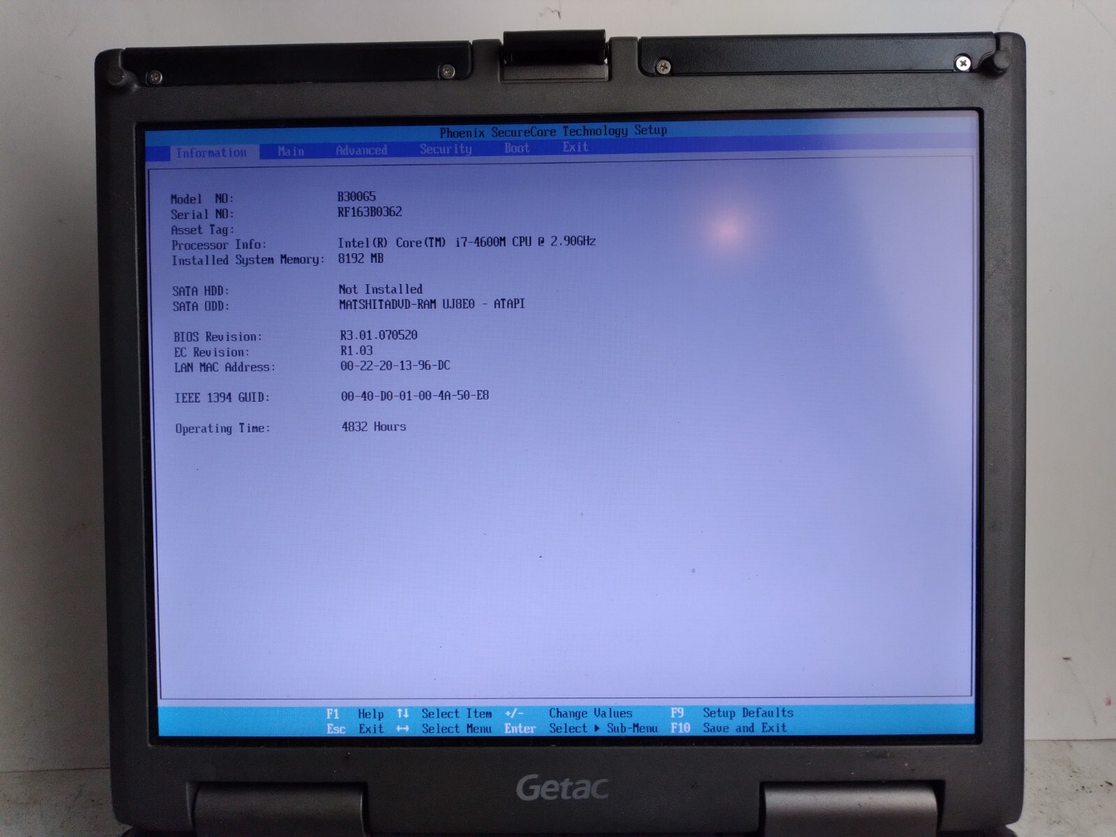 Getac B300 w/i7-4600M, 8GB RAM, 13.3″ Rugged Laptop for Parts/Repair