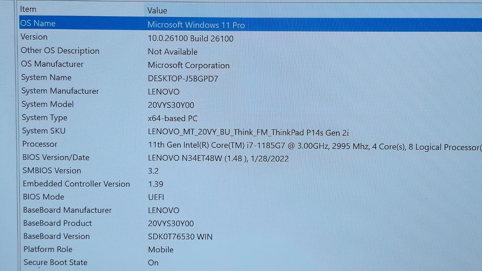 Lenovo ThinkPad P14S Gen 2 Intel i7-1185G7, 48GB RAM, 1TB SSD NVIDIA T500 Touch