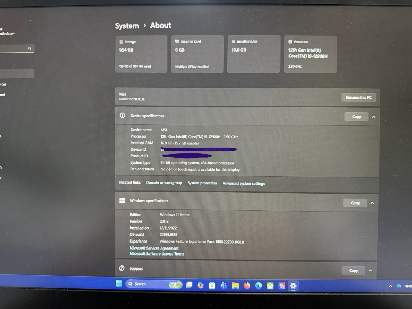 MSI Raider GE76 17″ i9-12900H 16GB RTX 3060