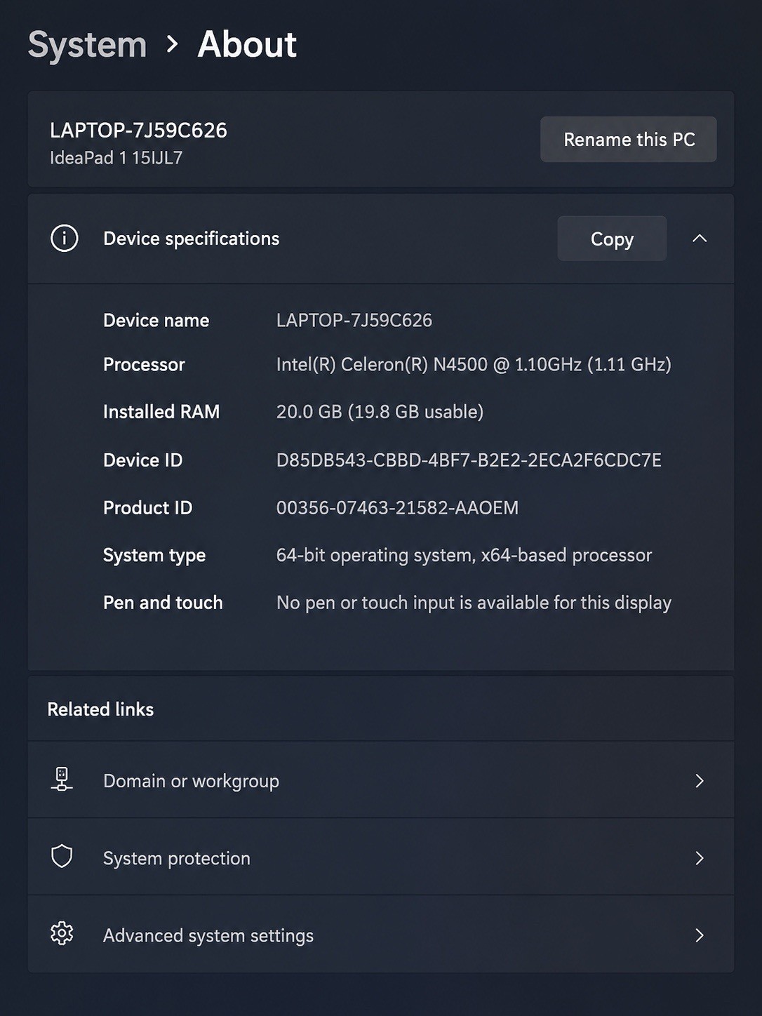 Lenovo IdeaPad 1 15.6” Laptop | 20GB RAM Upgrade | Windows 11 | Charger Included