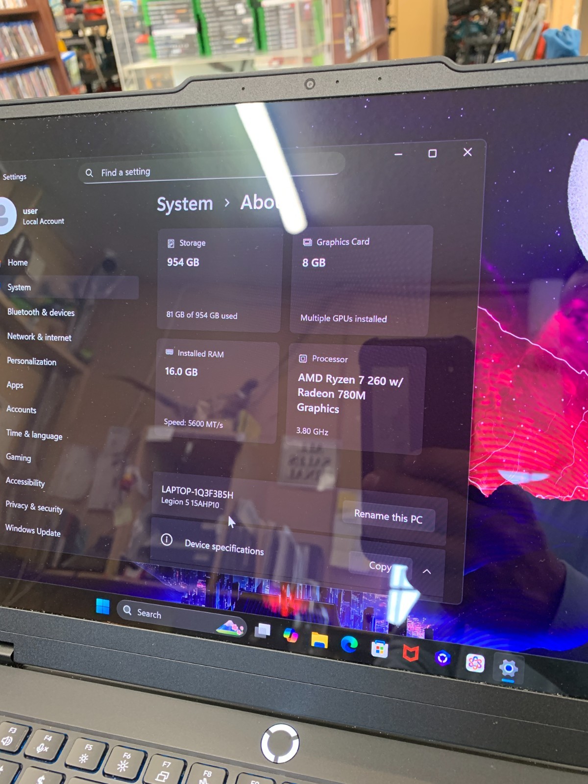 Lenovo Legion 5 15AHP10 Ryzen 7 260 3.8GHz 16GB RAM 1TB SSD GeForce RTX 5060